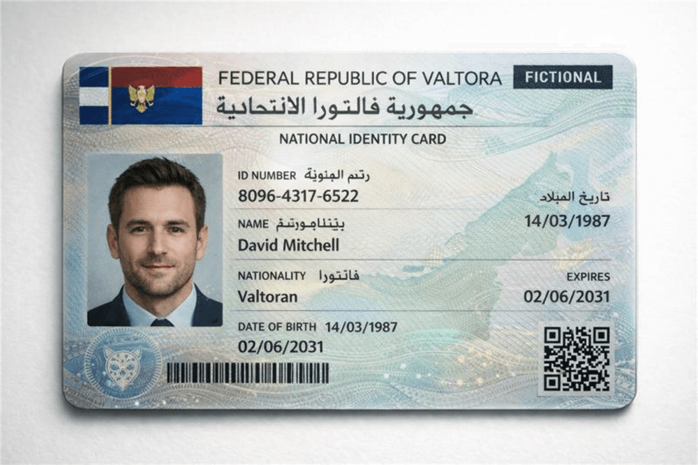 Valtora identity card front